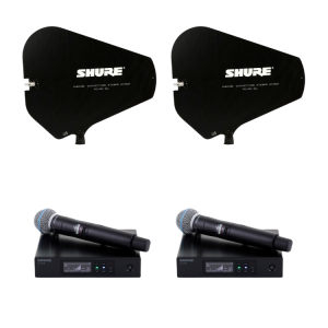 Set: Shure QLXD | 2 Handheld Microfoon | 2 Antenne Vlag