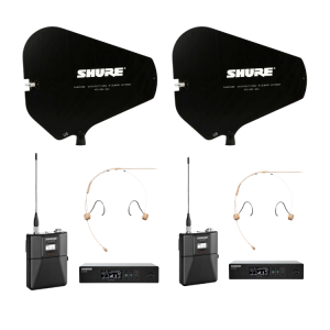 Set: Shure QLXD | 2 Headset Microfoon | 2 Antenne Vlag